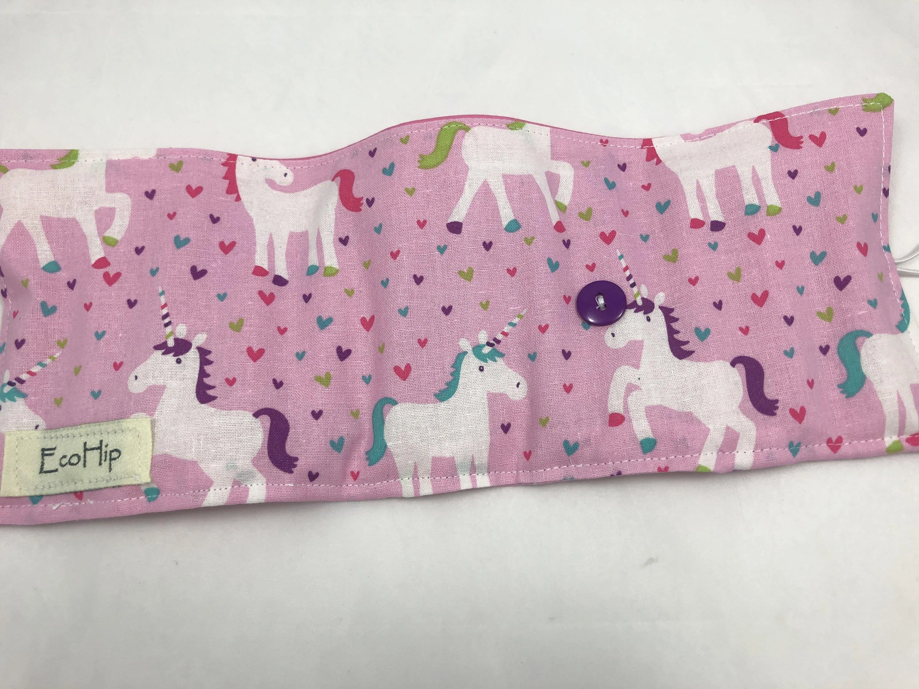 Pink Unicorn Crayon Roll, Hearts Crayon Case, Travel Toy for Girls