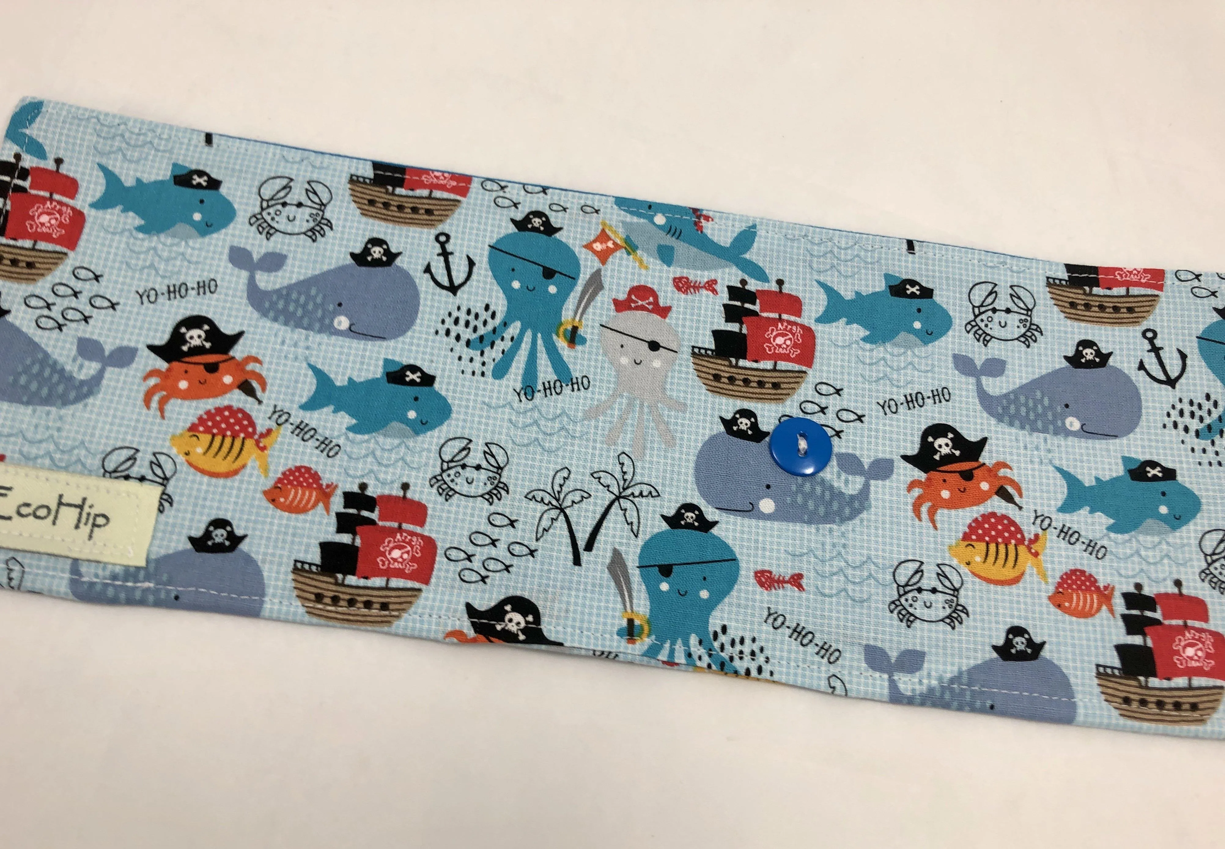 Pirate Crayon Roll, Boy's Crayon Case, Pirate Birthday, Ocean Animals, Blue