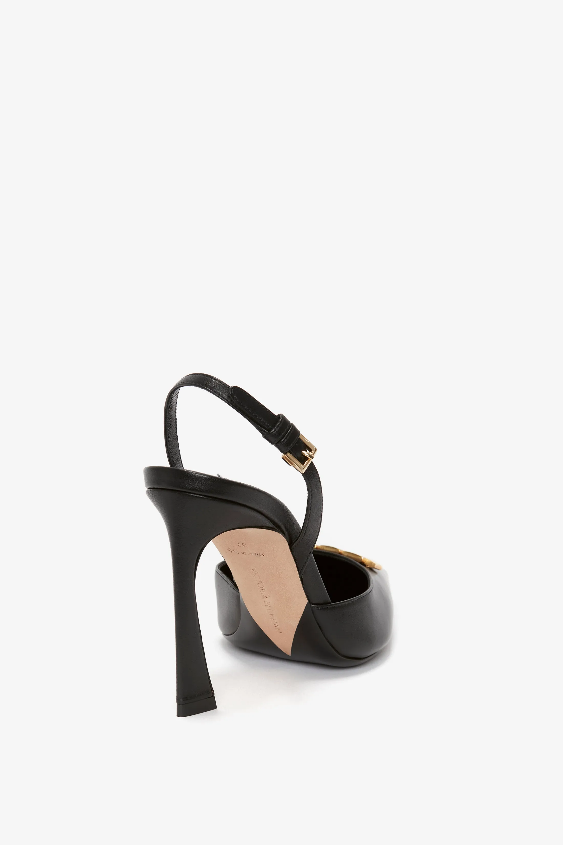 Pointy Toe Sling back in Black Calf