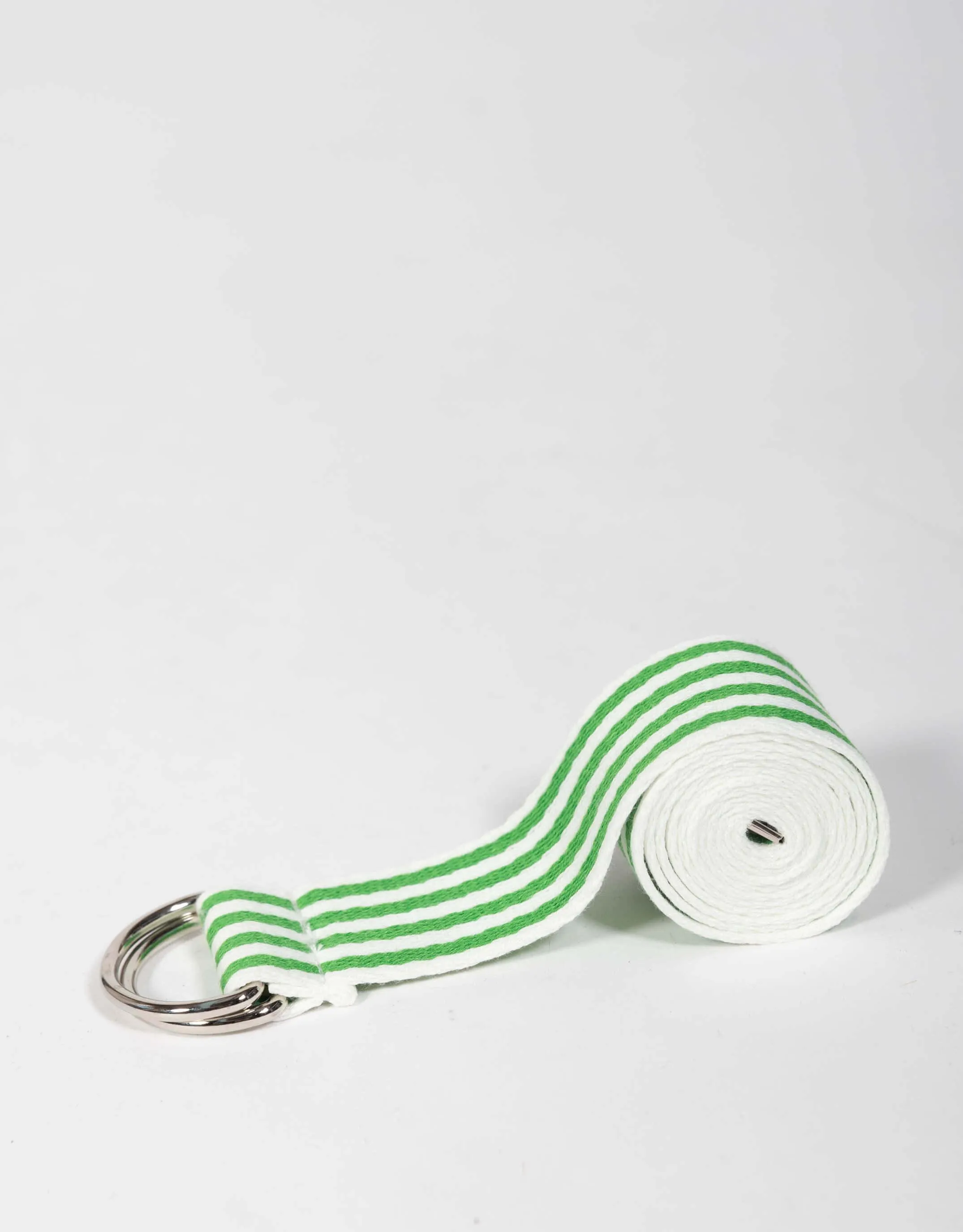 Portsea D-Ring Belt - Green/White Stripe