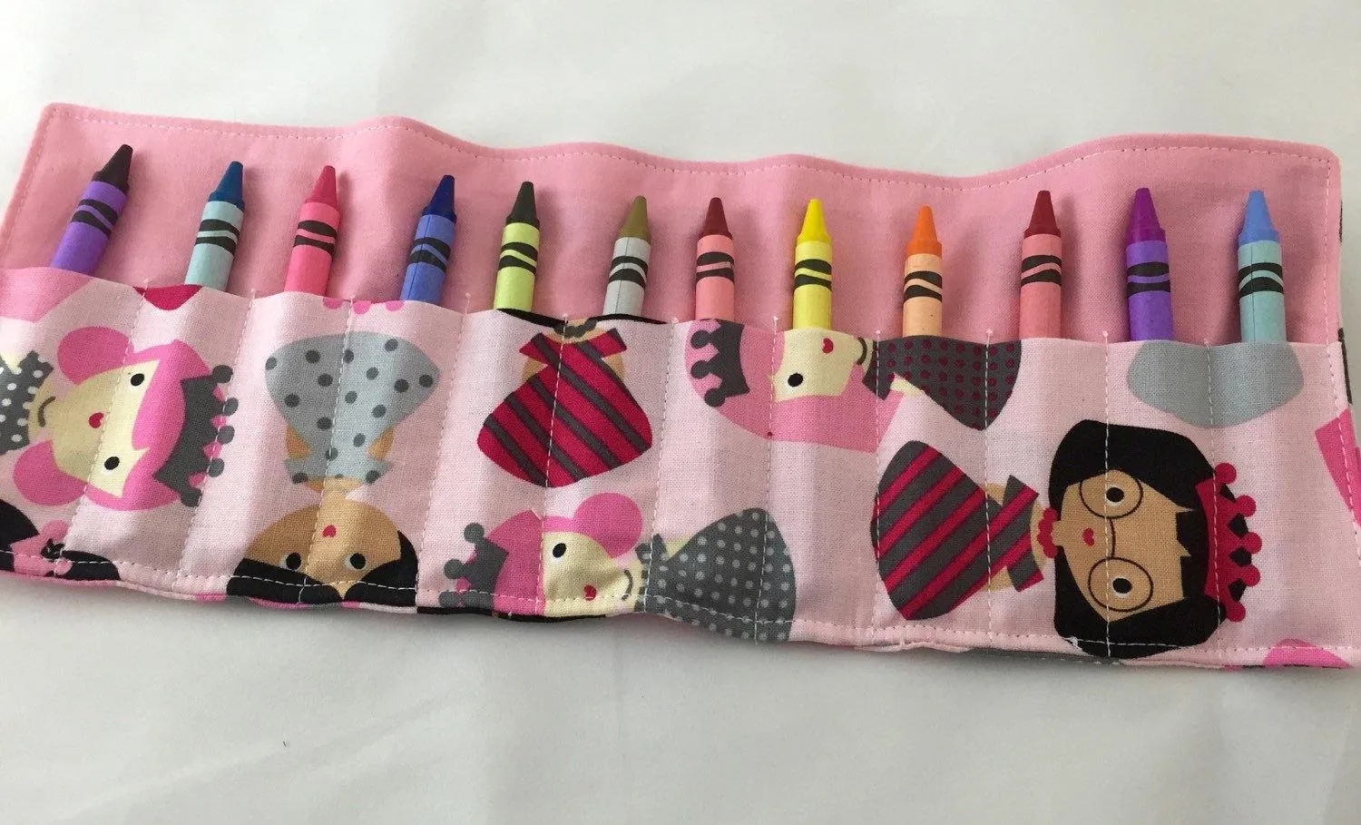 Princess Pink Crayon Roll, Gir's Stocking Stuffer, Princess Toy for Travel