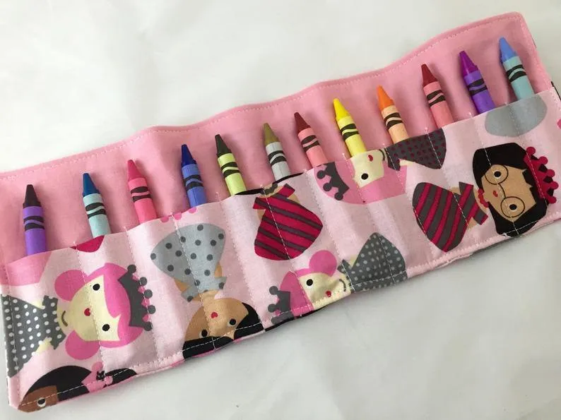 Princess Pink Crayon Roll, Gir's Stocking Stuffer, Princess Toy for Travel