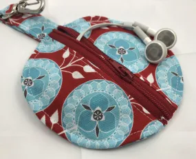 Red Earpod Case, Ear Pod Pouch, Airpod Case, Purse Organizer, Aqua