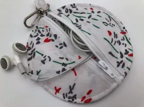 Red Floral Earpod Holder, White Ear Bud Pouch, Pacifier Pouch, Purse Accessory