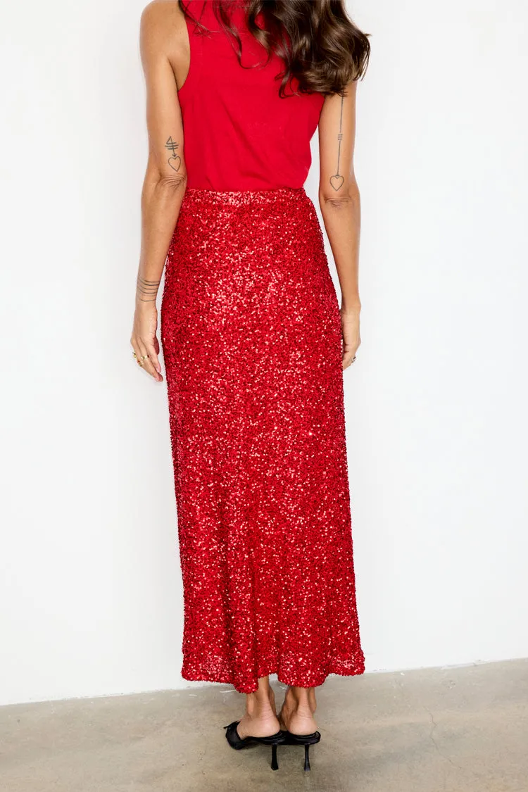 Red Sequin Dorris Skirt