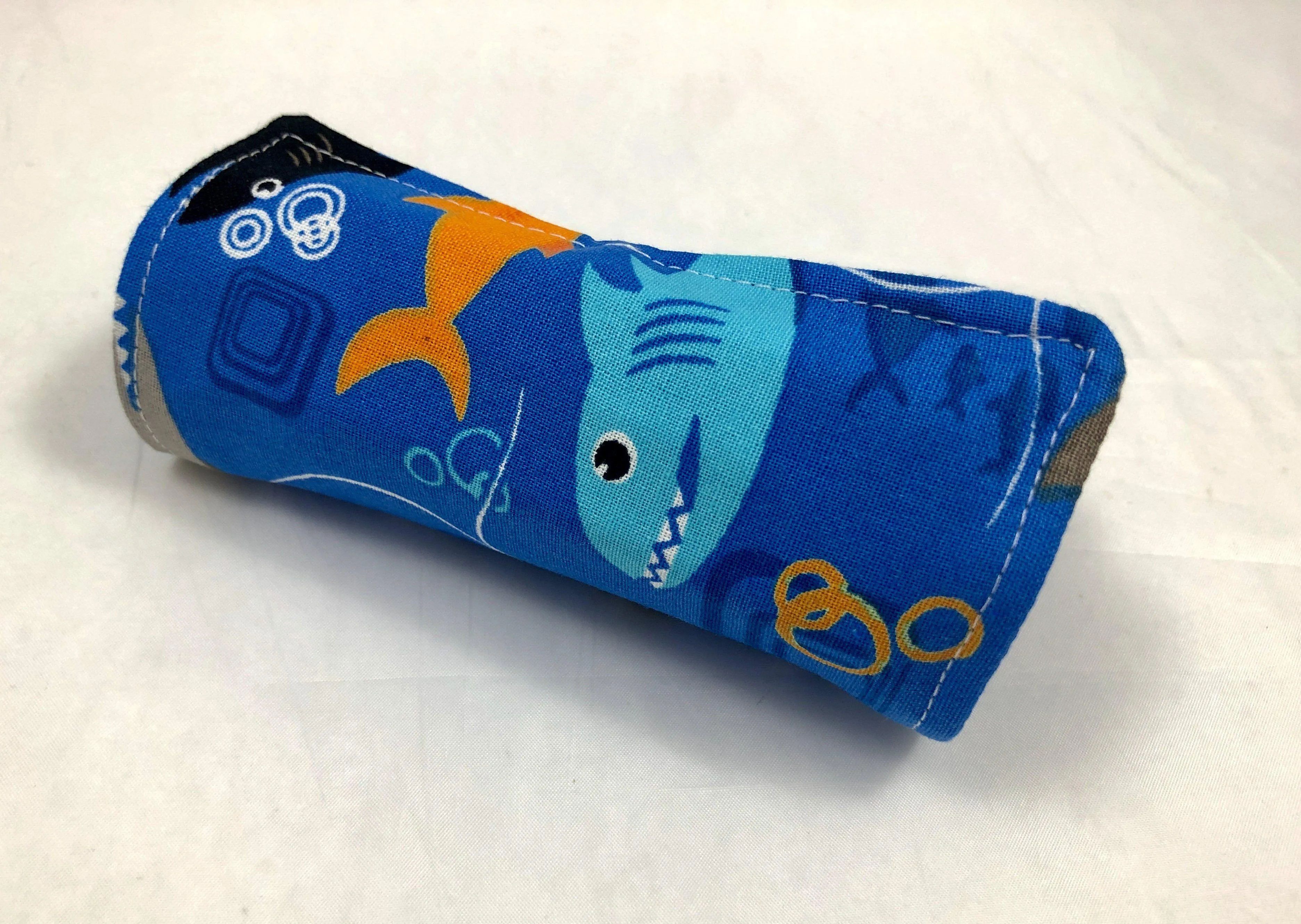 Sharks Crayon Roll, Toddler Travel Toy, Boy's Crayon Case, Crayon Wallet, Blue