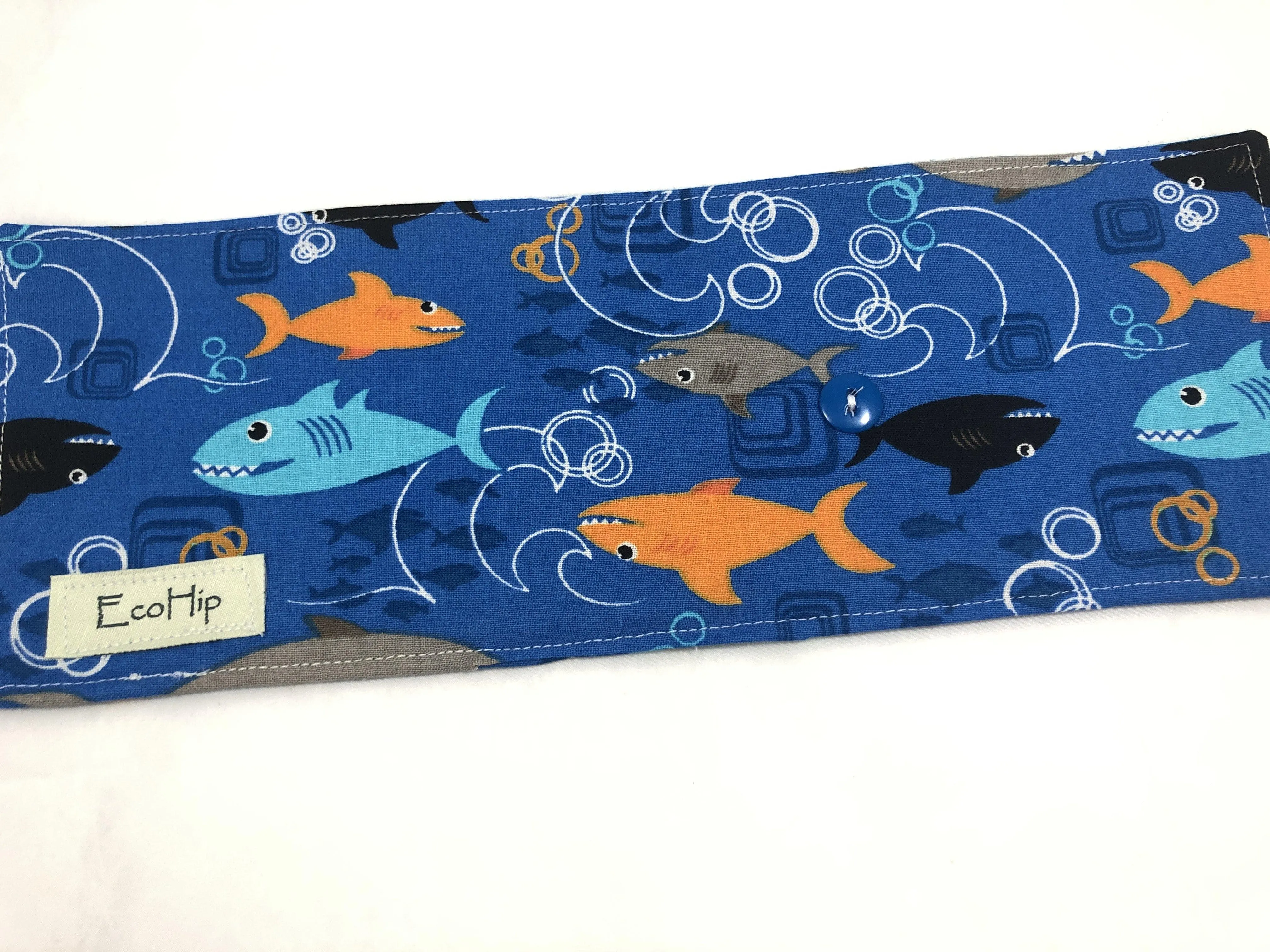 Sharks Crayon Roll, Toddler Travel Toy, Boy's Crayon Case, Crayon Wallet, Blue