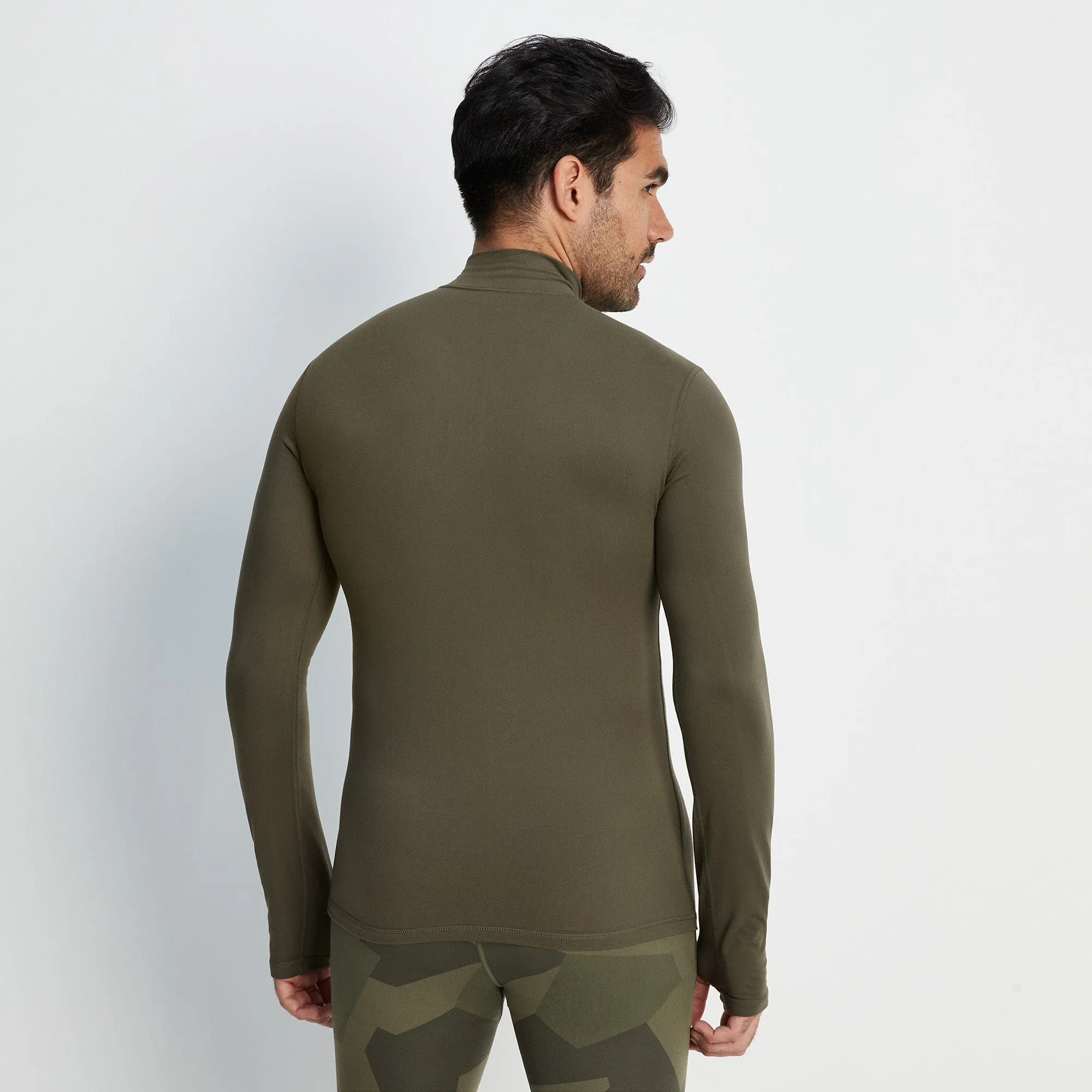 Snowdon Mens Thermal Base Layer Quarter Zip - Khaki