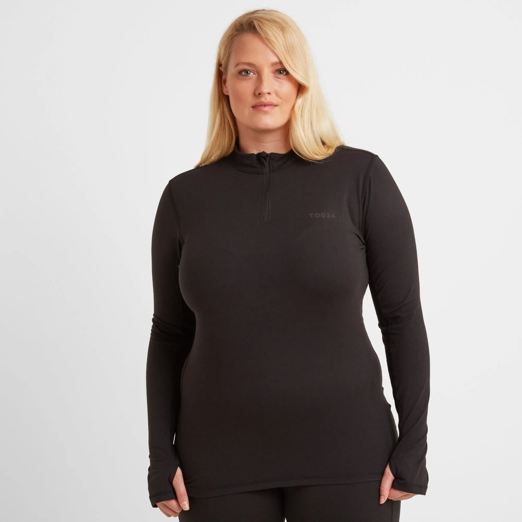 Snowdon Womens Thermal Base Layer Quarter Zip - Black