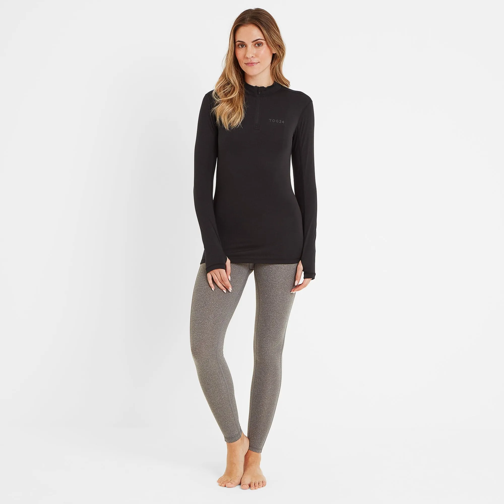 Snowdon Womens Thermal Base Layer Quarter Zip - Black