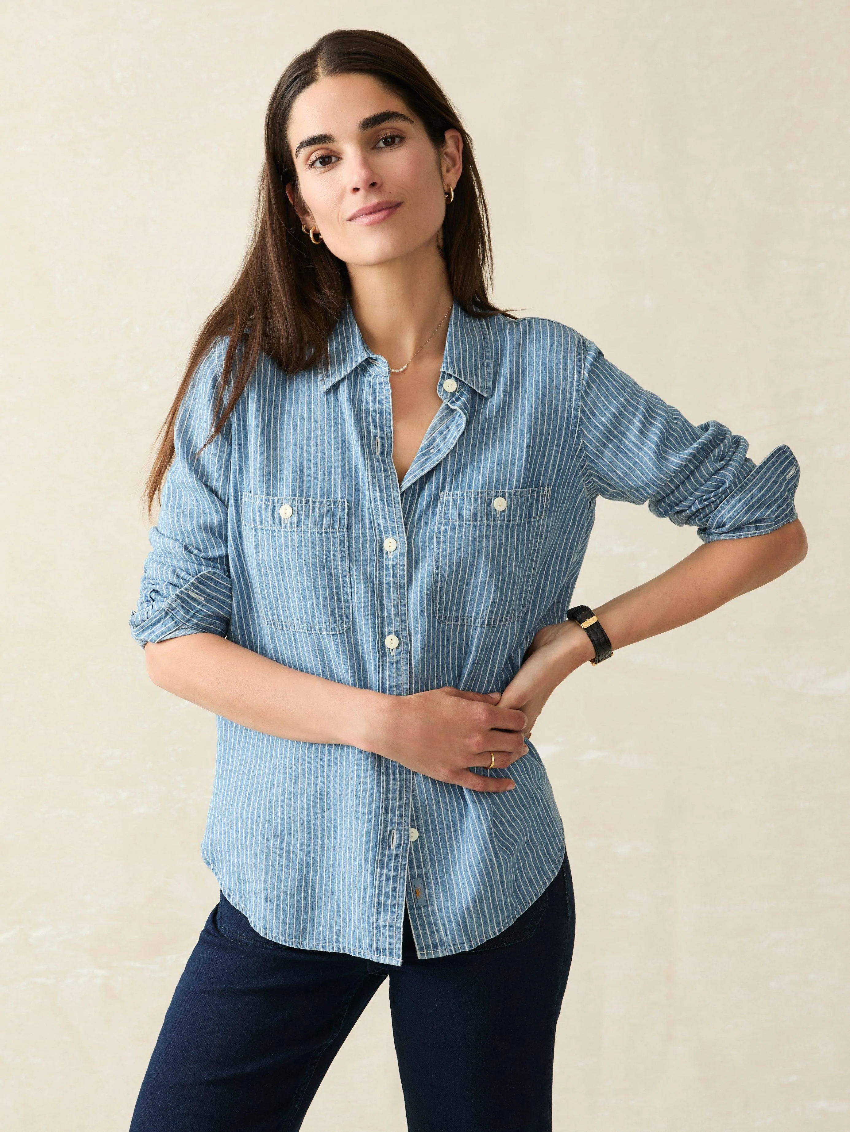 Tried & True Chambray Shirt - Aspen Stripe Wash