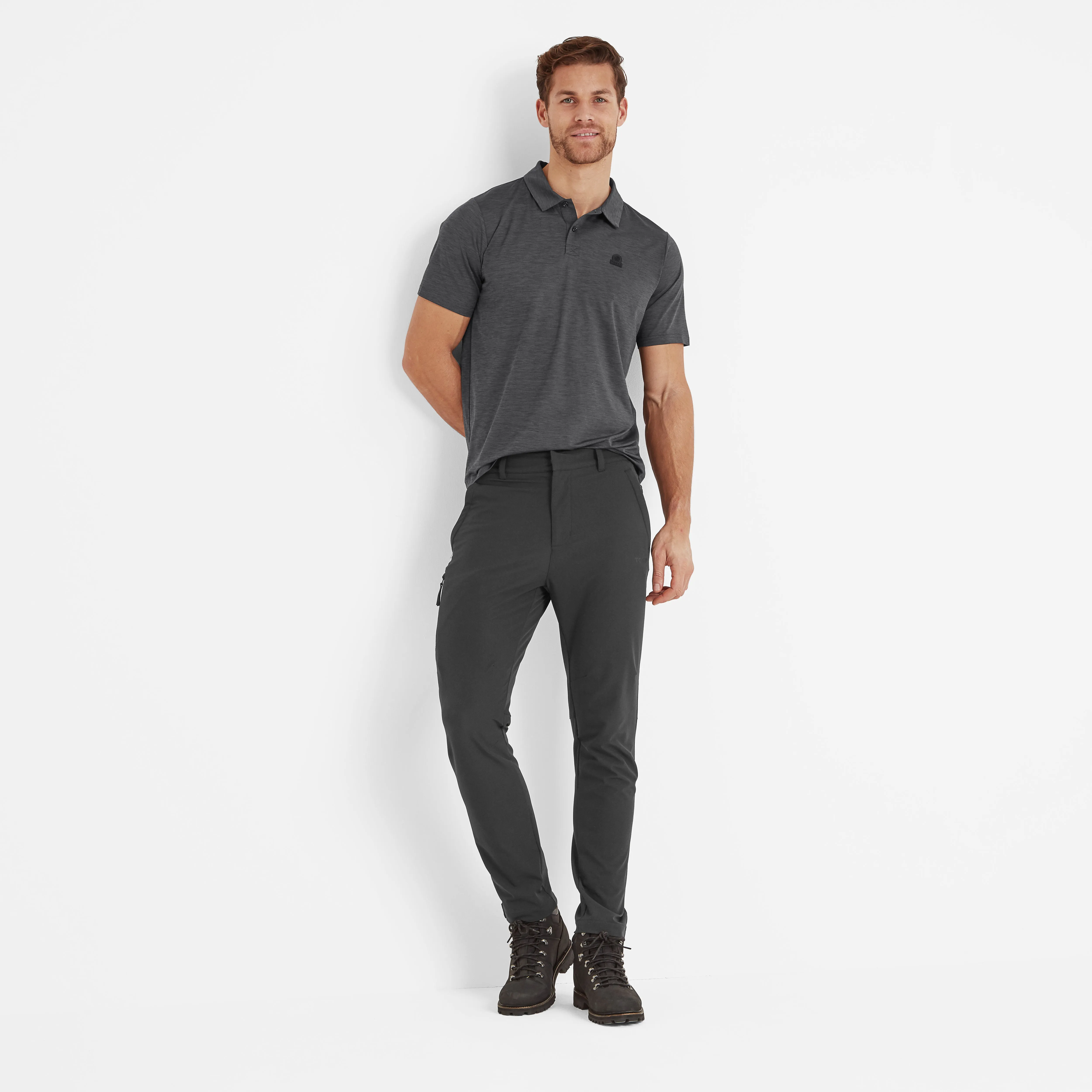 Trig Mens Polo Tech Shirt  - Black Marl