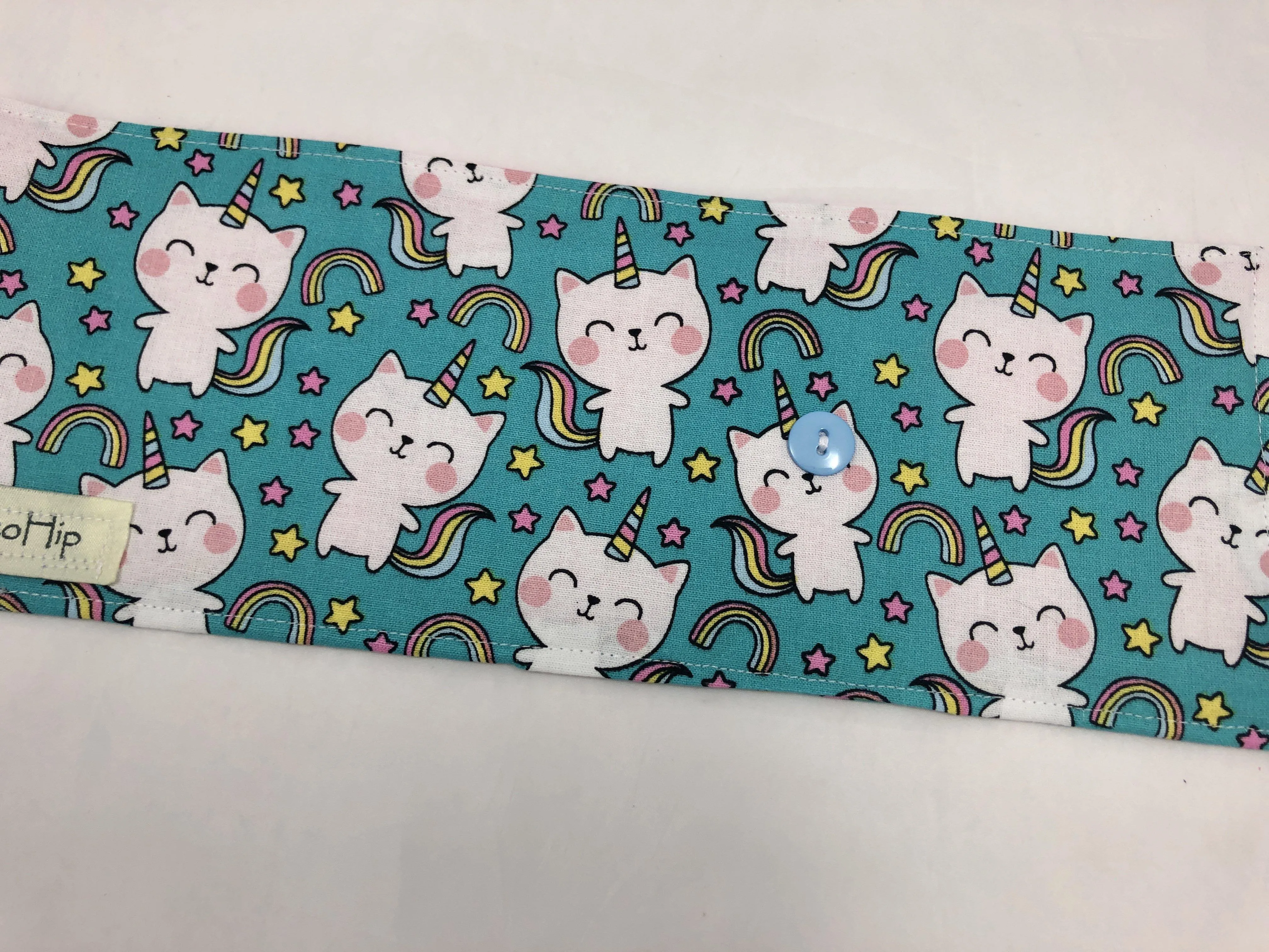 Unicorn Crayon Roll, Girl's Stocking Stuffer, Kitty Cat Crayon Wallet, Blue