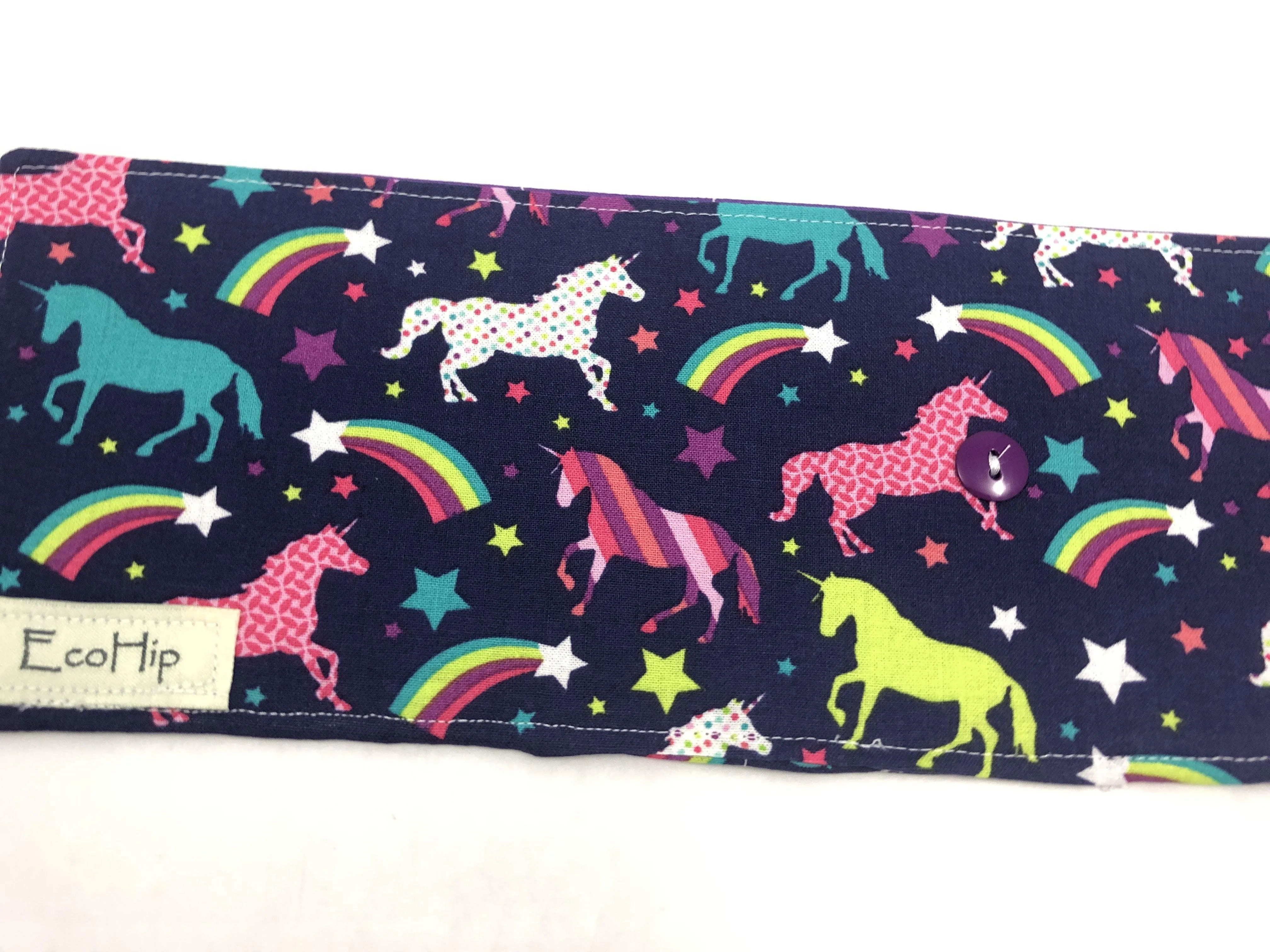 Unicorn Crayon Roll, Girl's Stocking Stuffer, Rainbow Crayon Case, Purple