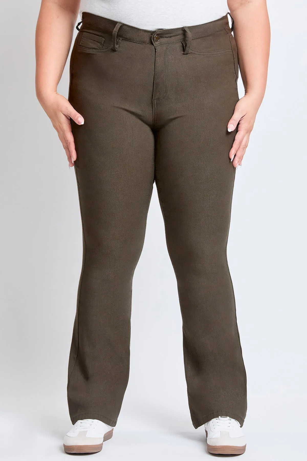 Womens Plus Size Hyperstretch Flare Pants, Dark Olive