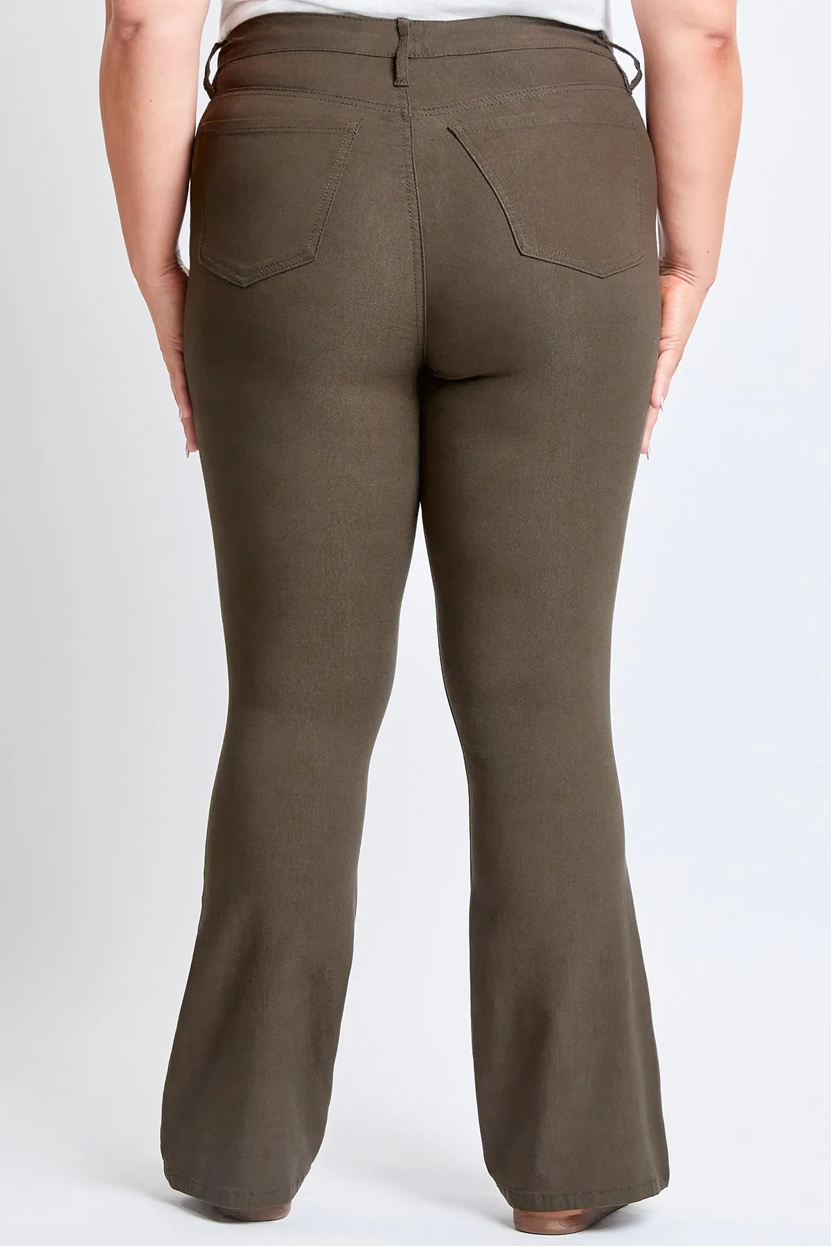 Womens Plus Size Hyperstretch Flare Pants, Dark Olive