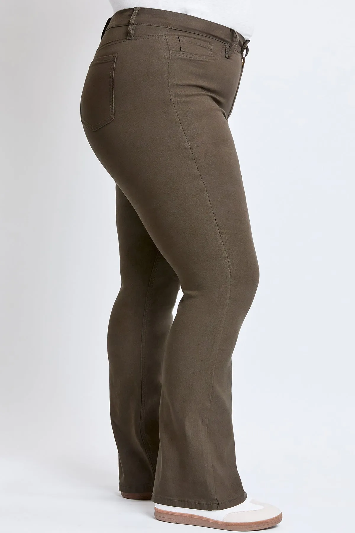 Womens Plus Size Hyperstretch Flare Pants, Dark Olive