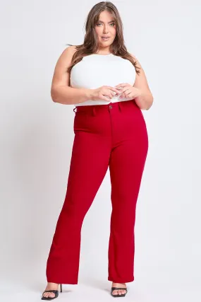 Womens Plus Size Hyperstretch Flare Pants, Ruby Red