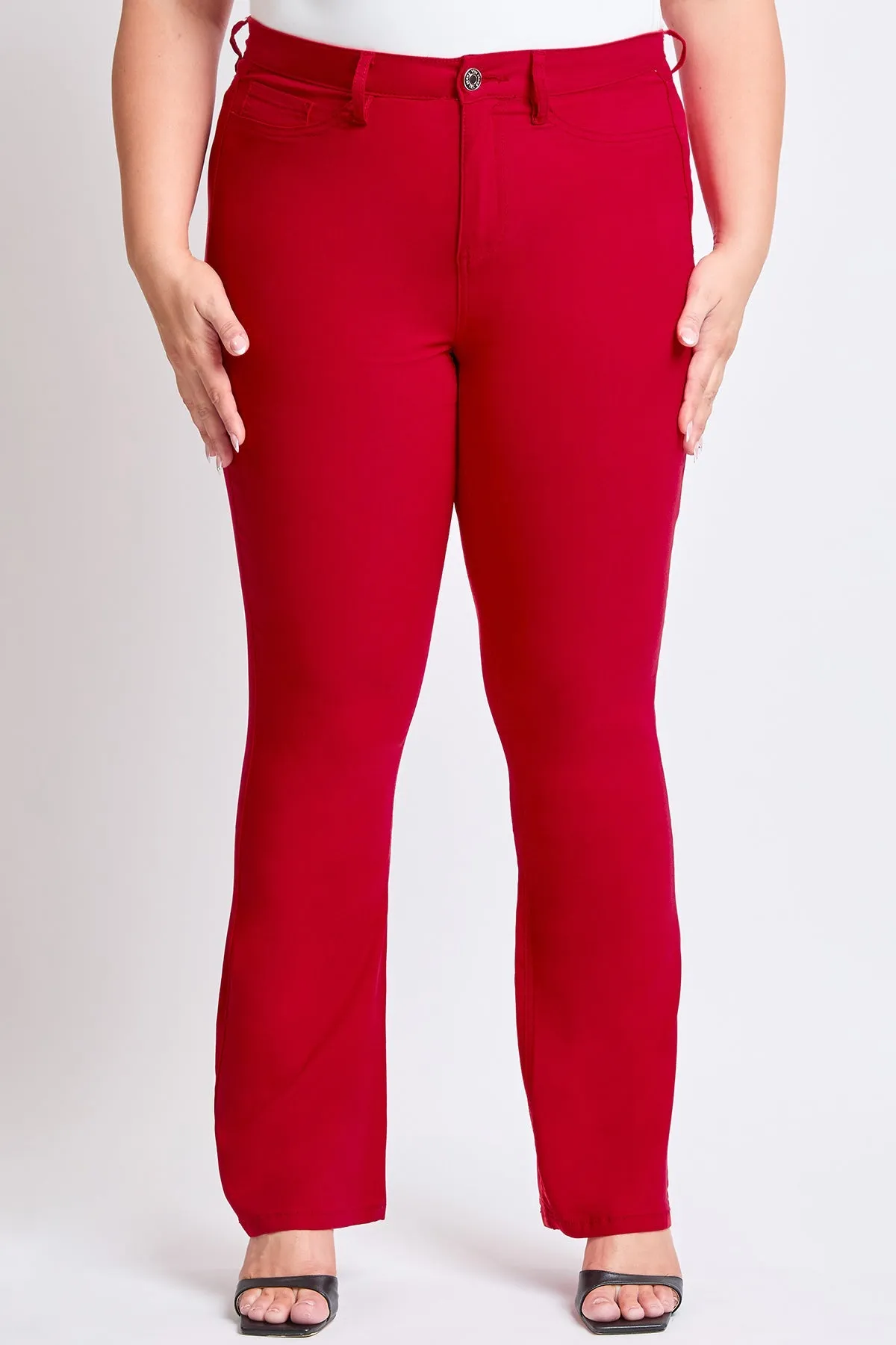 Womens Plus Size Hyperstretch Flare Pants, Ruby Red