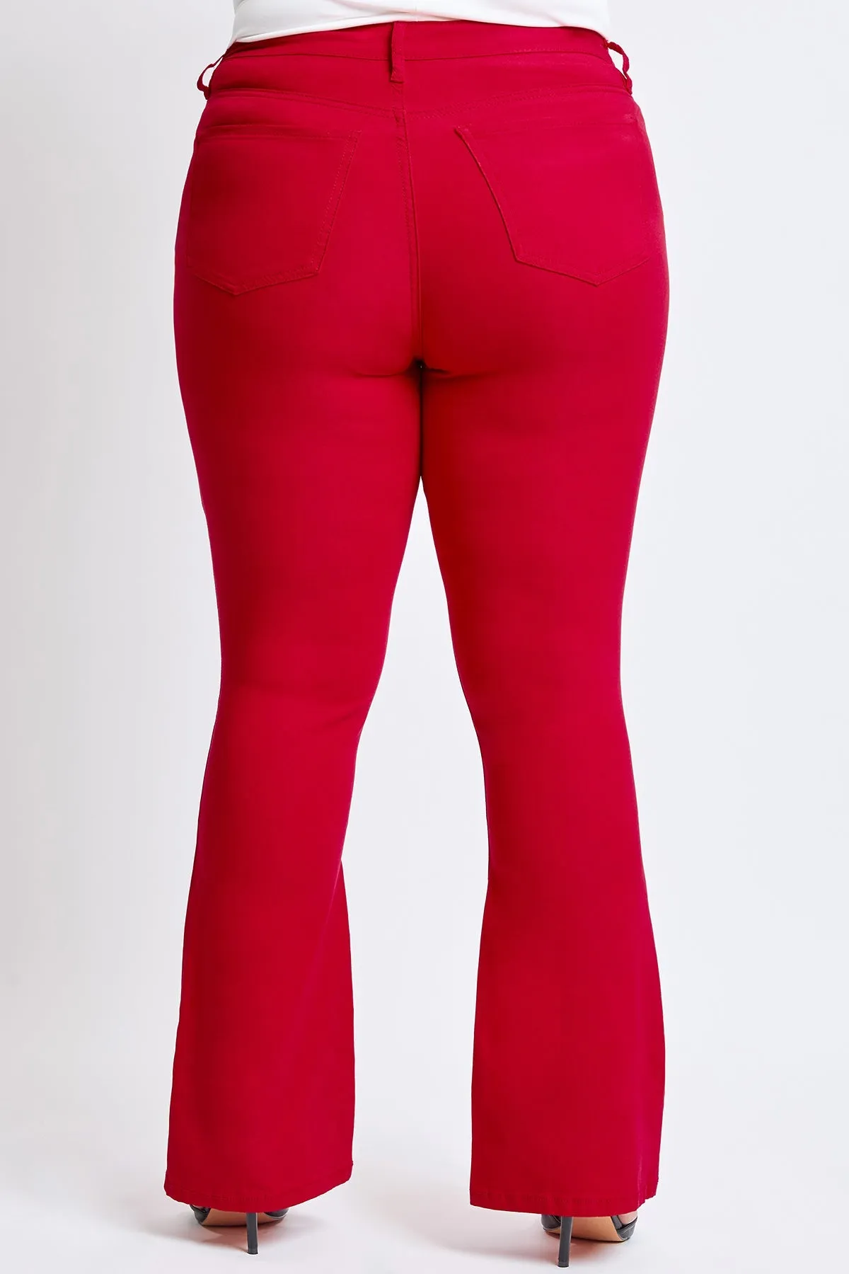 Womens Plus Size Hyperstretch Flare Pants, Ruby Red