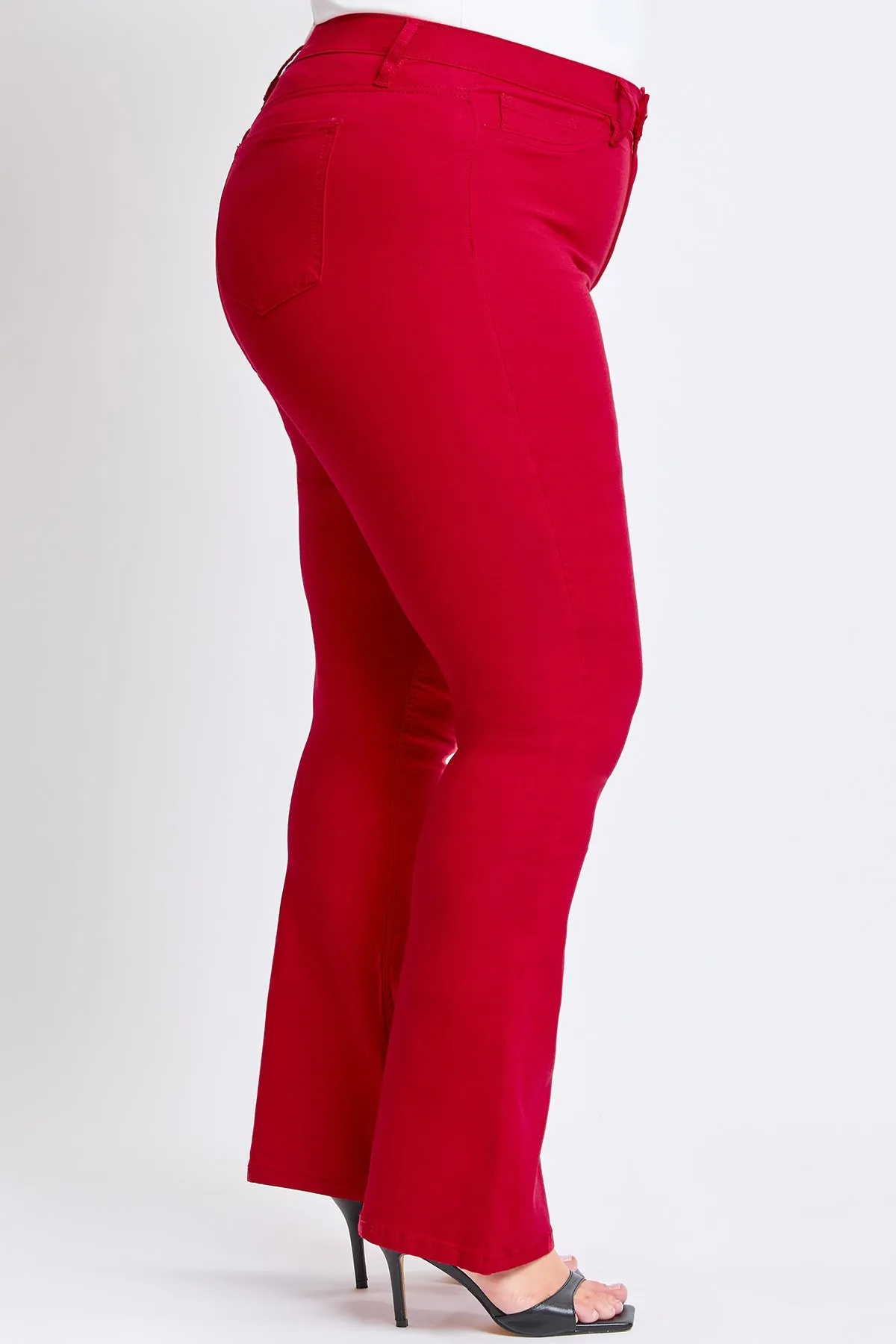 Womens Plus Size Hyperstretch Flare Pants, Ruby Red