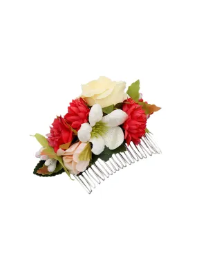 Yellow Chimes Comb Pin for Women Hair Accessories for Women Floral Hair Pins for Women Artificial Floral Hair Pin Bridal Hair Accessories for Wedding Side Pin/Hair Clip/Juda Pin Accessories